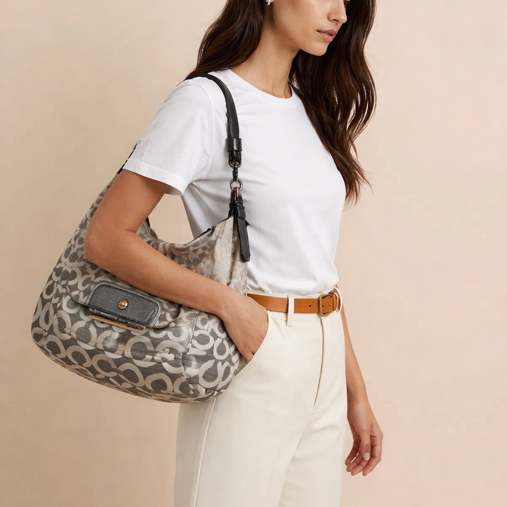 COACH 16793 KRISTIN Large Op Art Ombre Silver Grey
